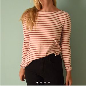 J. Crew red + white striped long sleeve shirt